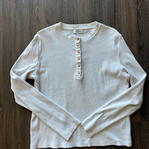 ANINE BING WOMENS IVORY LONG SLEEVE ALESSIA TOP GOLD BUTTONS SIZE LARGE